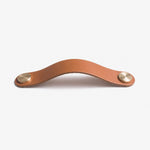 Load image into Gallery viewer, Cowhide leather and brass cabinet pull handle color and size option