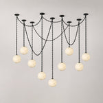 Load image into Gallery viewer, Black Metal Alabaster Globe Hardwired Chandelier