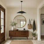 Bild in Gallery-Viewer laden, Black and brass pendant light above a wood console in a neutral entryway