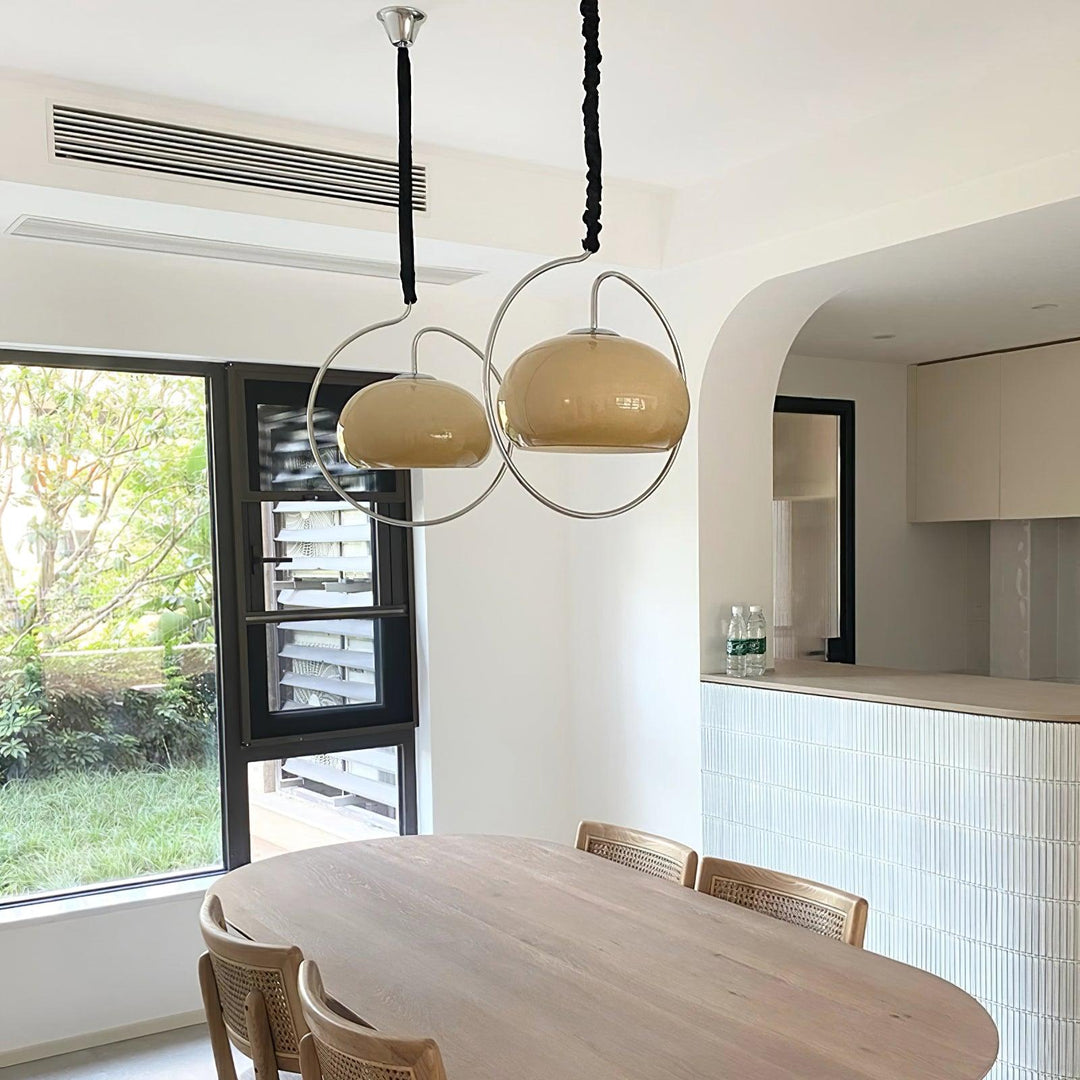 Rounded Glass Chrome Swag Pendant Light