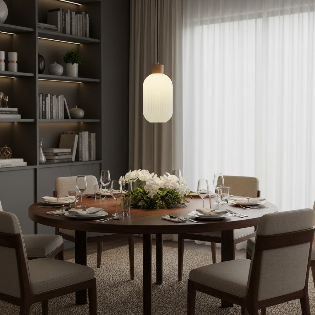 Lámpara colgante de vidrio blanco lechoso vintage elegante Opalyn - Iluminación para comedor