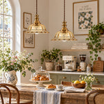 Cargar imagen en el visor de la Galería, Vintage Fluted Glass Pendant Light for Kitchen &amp; Dining