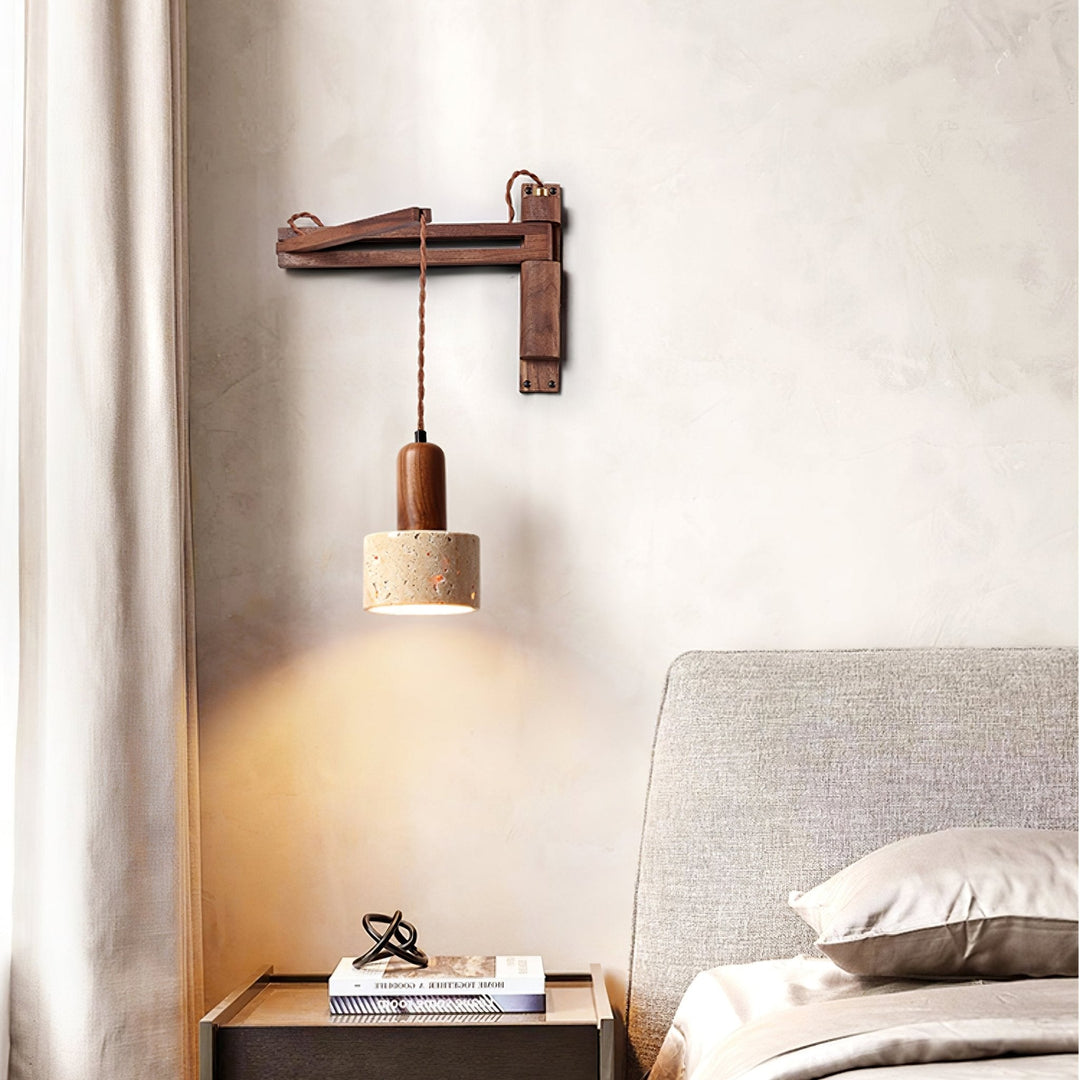 Aplique de pared ajustable con cúpula de travertino