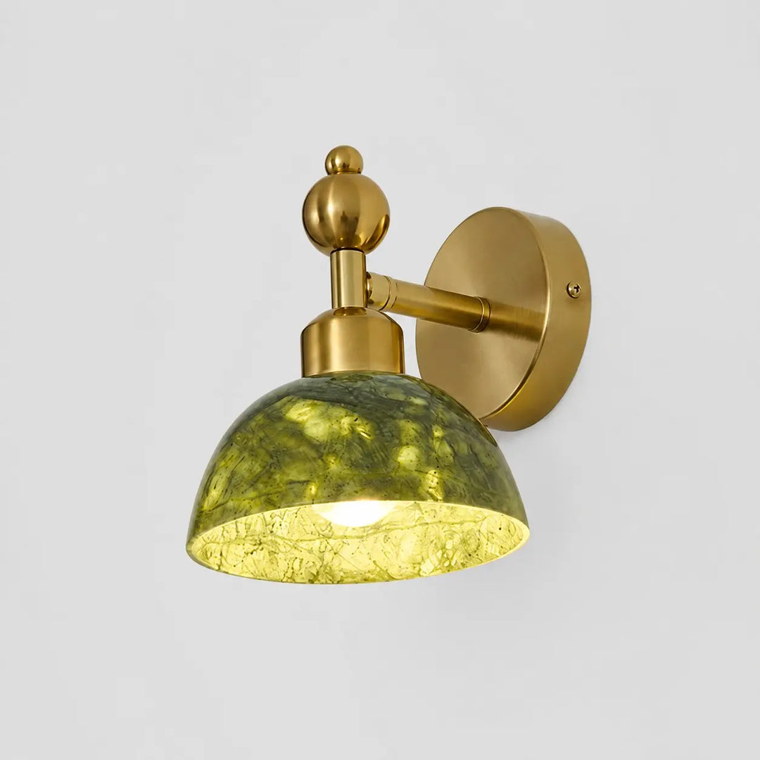 Decorative green stone dome shade wall light