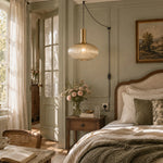 Charger l'image dans la visionneuse de galerie, Retro ribbed glass plug-in pendant light in a home interior