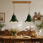 Load image into Gallery viewer, Green double pendant above a dining table