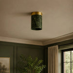 Charger l'image dans la visionneuse de galerie, vintage green and gold ceiling light in a hallway scene