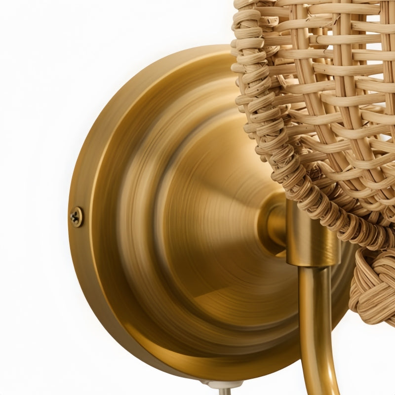 Retro Rattan Petal Wall Lamp