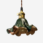 Cargar imagen en el visor de la Galería, Dark green leather pendant light small size SKU view