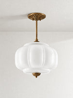 Load image into Gallery viewer, Eloise Scallop Vintage Milk Glass Semi Flush Mount Pendant Light