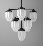 Load image into Gallery viewer, Tierlux Glass Textured Brass Chandelier – Timeless Lighting with Style
