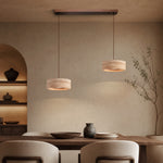 Load image into Gallery viewer, Two-light yellow travertine dining room LED pendant installation scene
