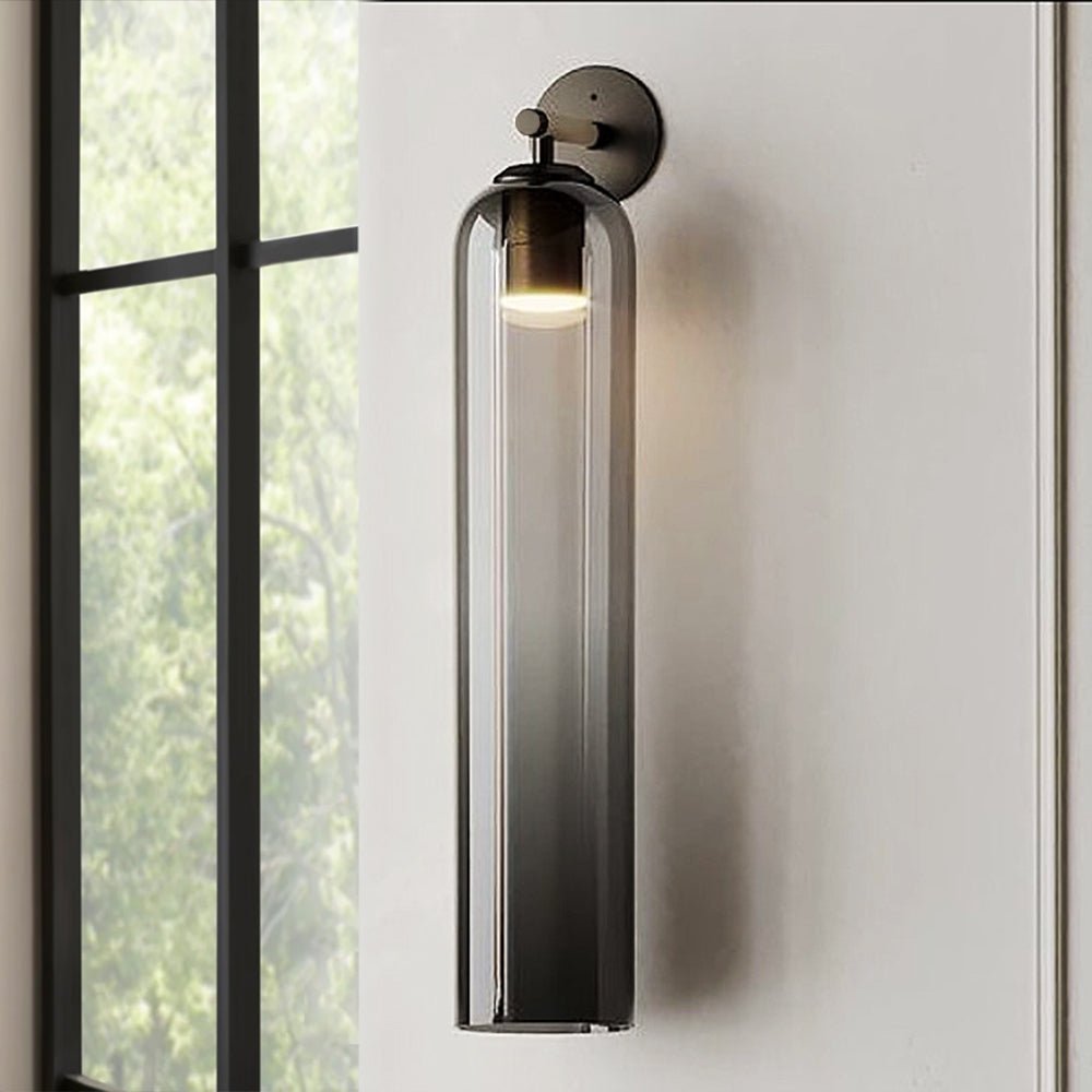 Applique murale LED Art Glass, nickel sable, gris fumé, résistante à l'humidité
