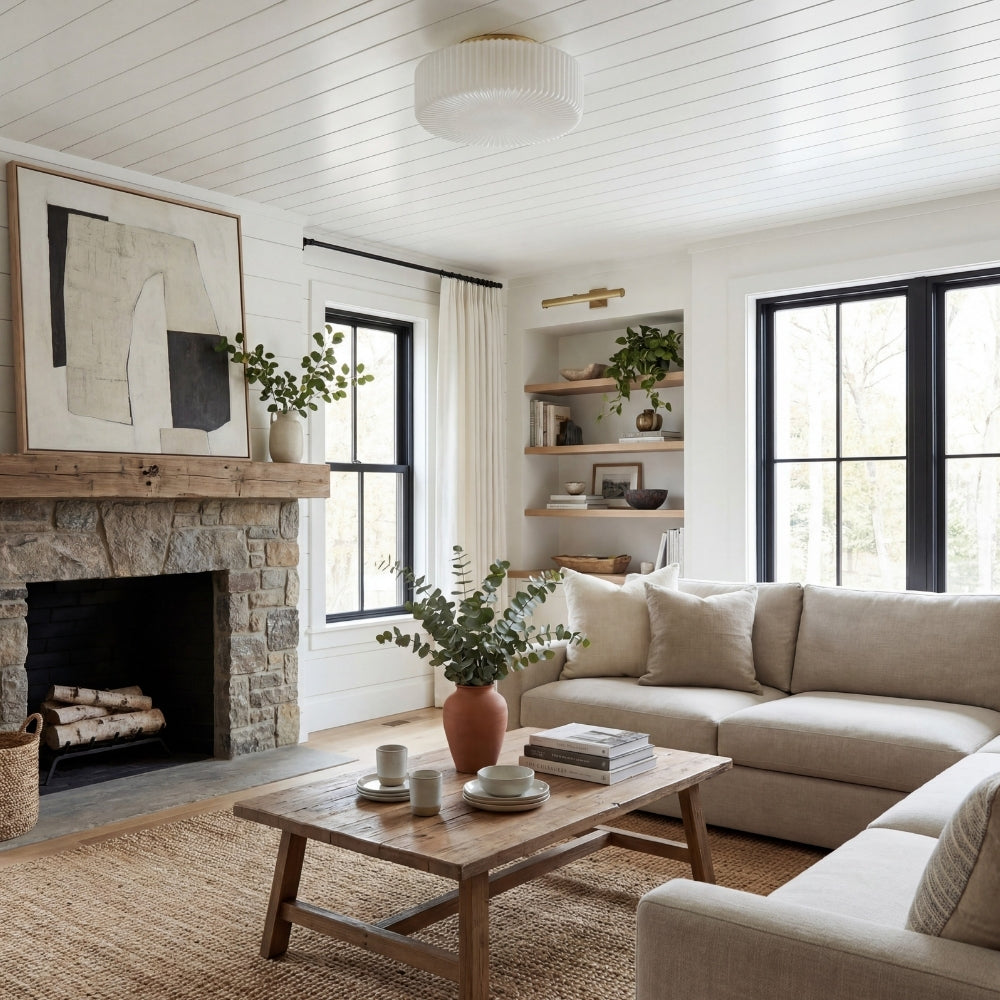 Lunorib Lámpara de Techo Contemporánea de Vidrio Opalino - Iluminación de Metal Estriado Texturizado para Áreas de Estar