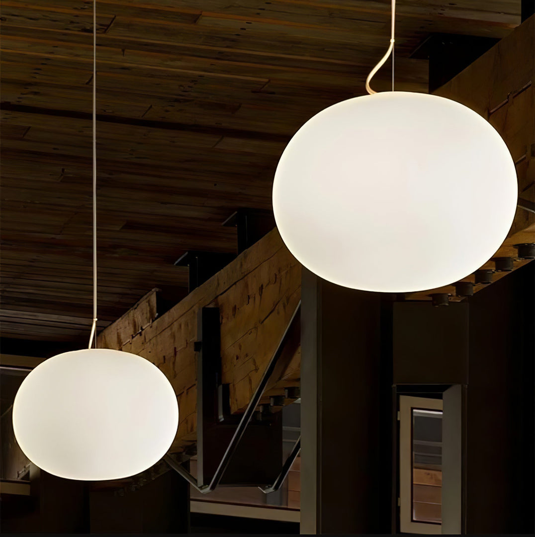 Frosted White Oval Plug-In Pendant Light