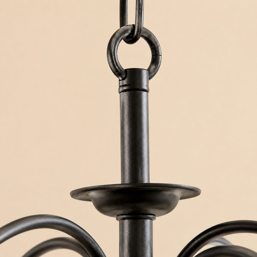 Lustre vintage en fer noir de style bougeoir