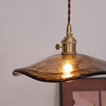 Charger l'image dans la visionneuse de galerie, Amber Floral Glass Brass Swag Pendant