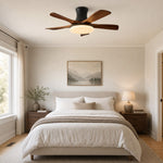 Bild in Gallery-Viewer laden, Black walnut ceiling fan light in a bedroom