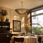 Cargar imagen en el visor de la Galería, Ripple glass chandelier installed above a dining table