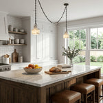 Charger l'image dans la visionneuse de galerie, Black Metal Alabaster Frosted Shade Hardwired Chandelier