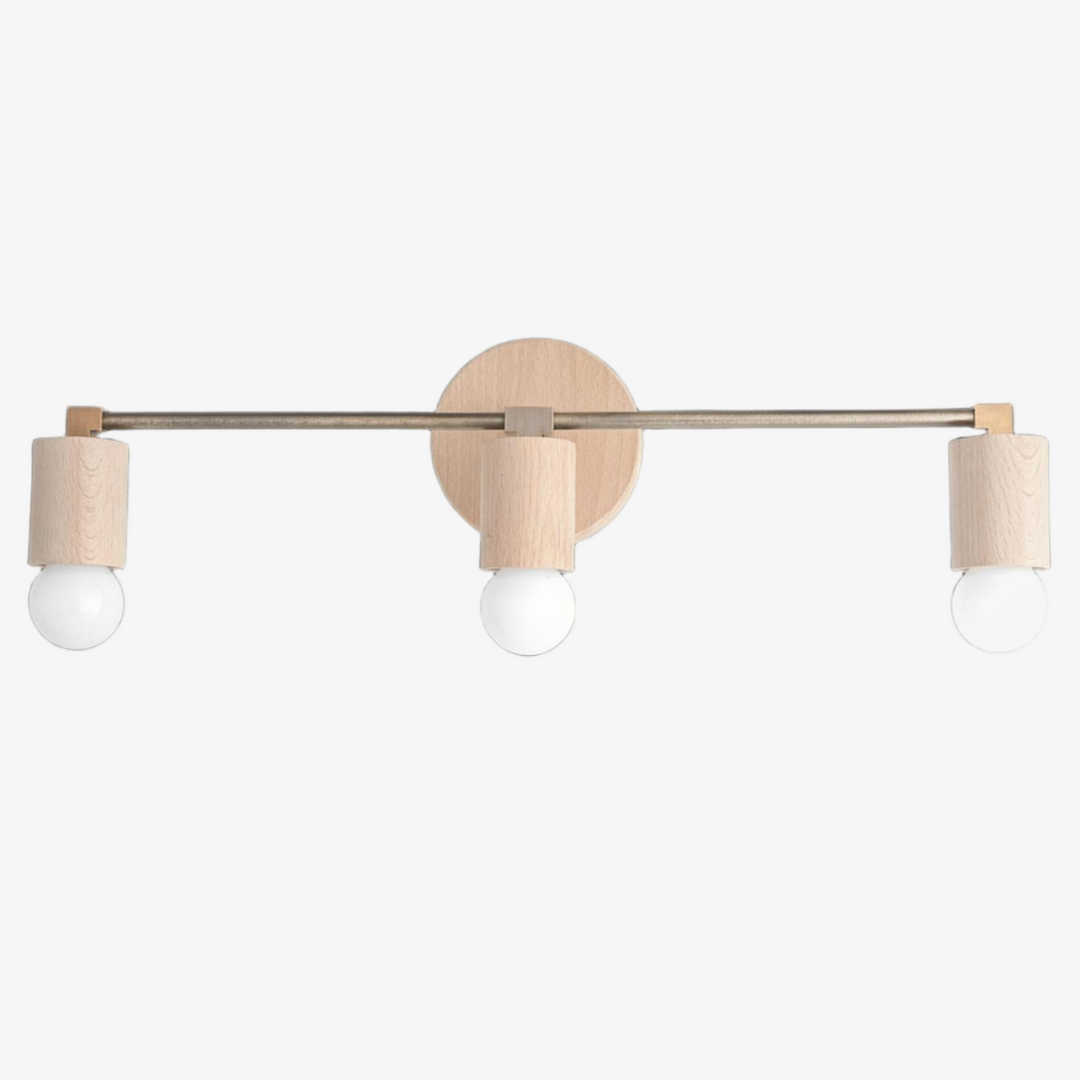 Mobilux Line Wood and Vanity Light - Bohemian Bathroom Lighting Fixture