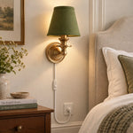 Charger l'image dans la visionneuse de galerie, Rowan No-Wire Flat Drum Shade Wall Sconce – Plug-In Fabric Wall Light