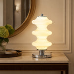 Bild in Gallery-Viewer laden, White opal glass table lamp on foyer console