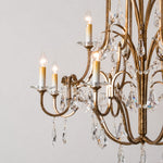 Load image into Gallery viewer, Antique Iron Crystal Candle Chandelier