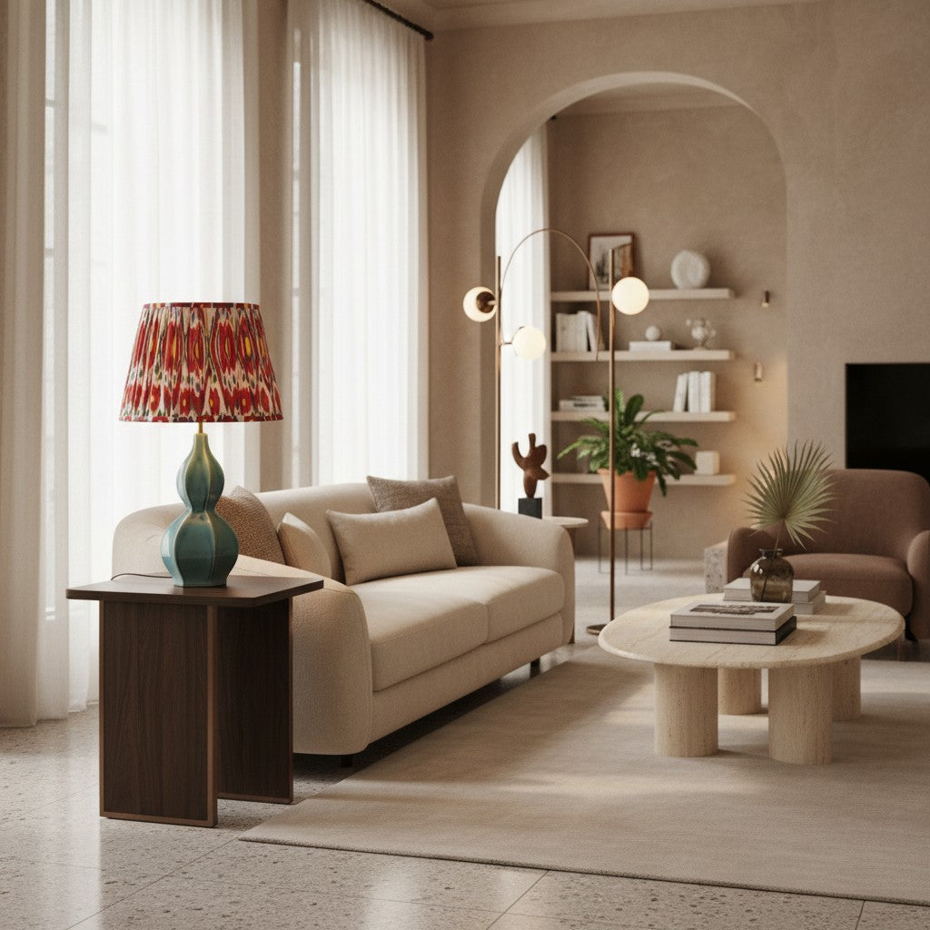 Thalune Bio-Kürbis Keramik-Tischlampe – Japandi-Stil Beleuchtung für Nachttische im Schlafzimmer