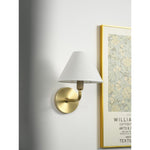Load image into Gallery viewer, Gilda Fabric Drum Shade Wall Sconce - Modern Brass Accent Light for Bedroom and Hallway