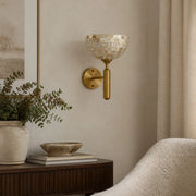 White shell mosaic brass wall sconce