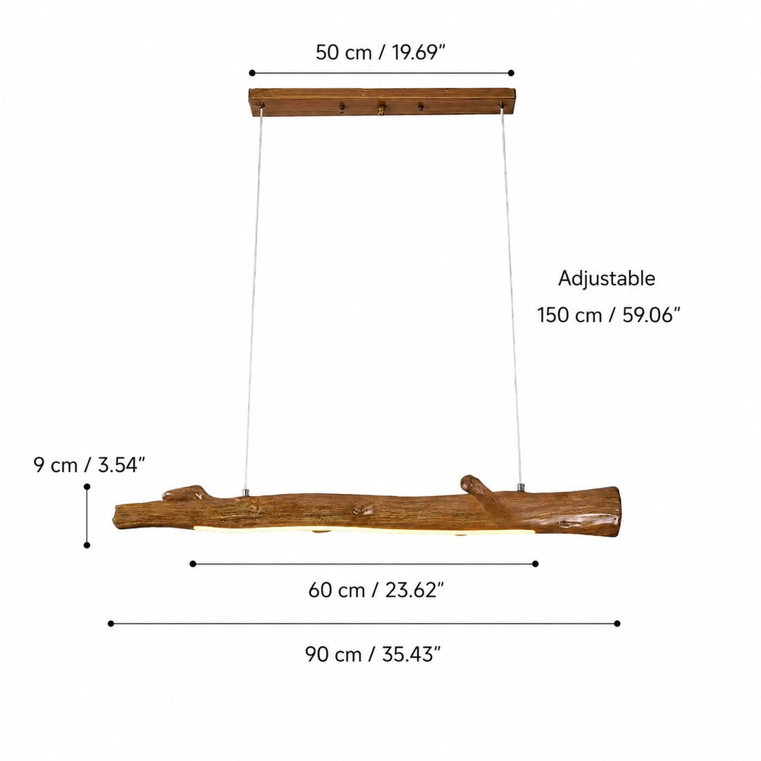 Wood Color Resin Linear Branch Pendant Light