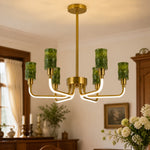 Charger l'image dans la visionneuse de galerie, Green Jade Candle-Arm Chandelier