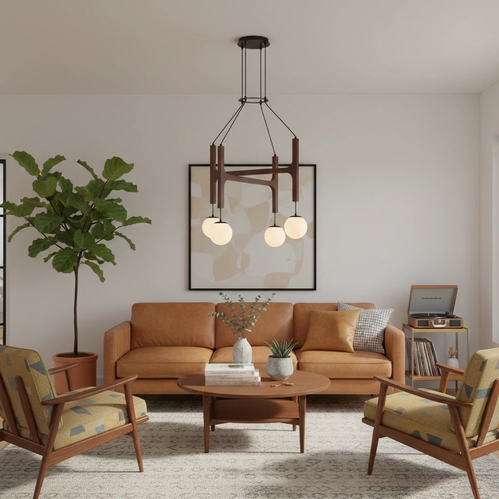 Lustre en Bois Auralith à Bras Multiples - Éclairage Naturel Moderne pour Salon et Salle à Manger