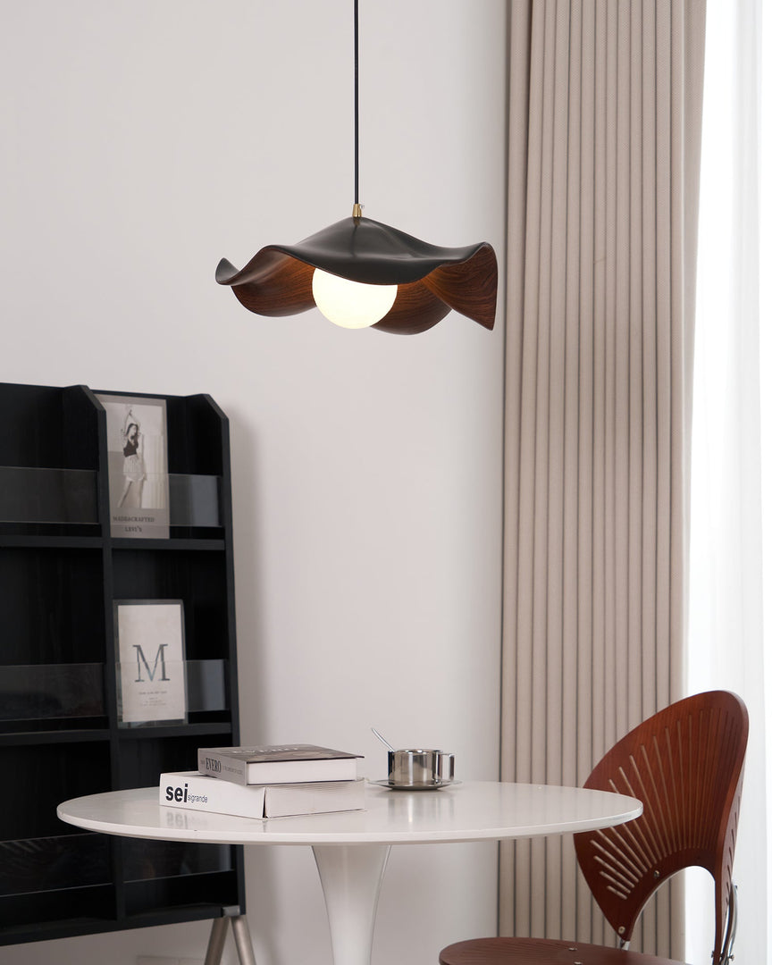 Leaf Vein Glass Plug-In Pendant Lamp