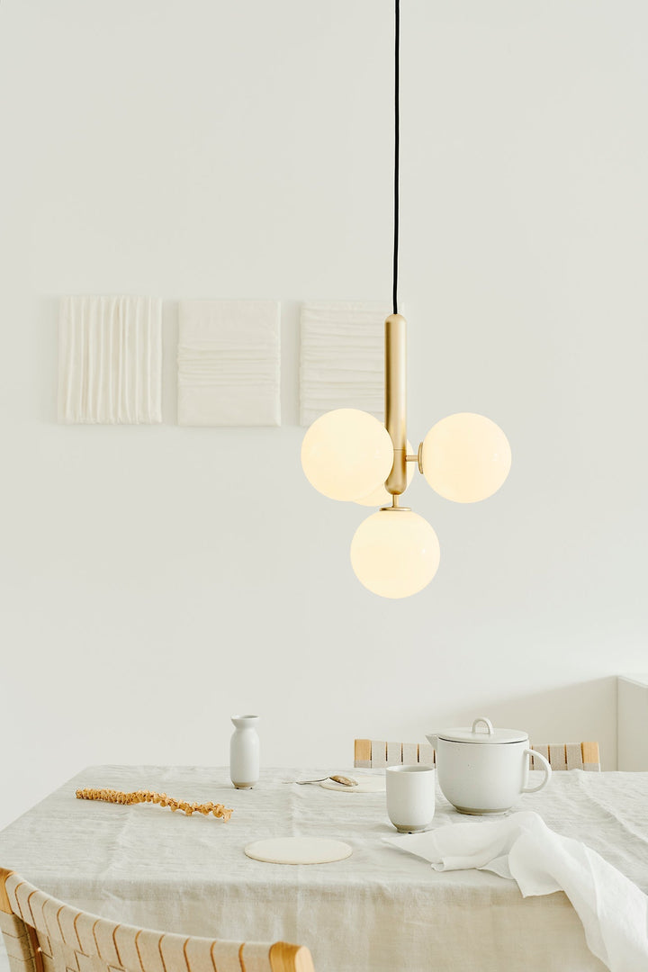 Rounded Brass Glass Plug-In Pendant Light