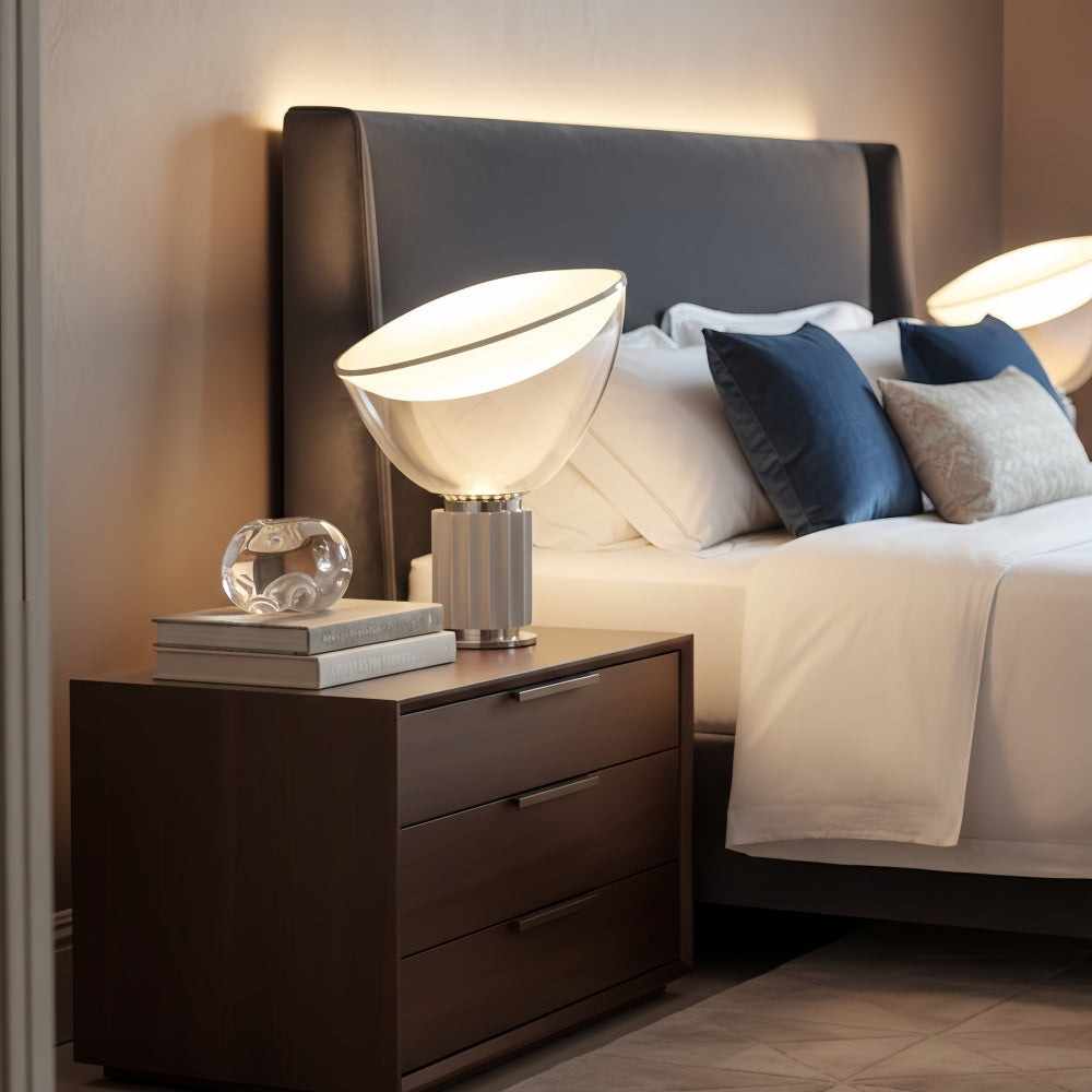 Lámpara de Mesa de Vidrio Moderna Bowlum - Luz Ambiental Icónica en Forma de Cuenco para Sala de Estar N46