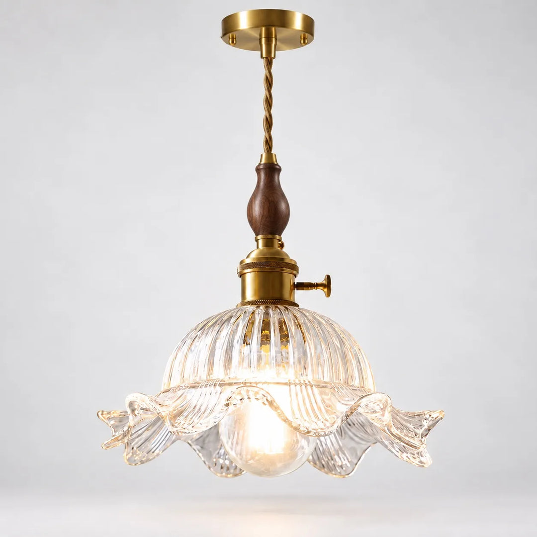 Vintage Wavy-Edge Glass Pendant Lamp