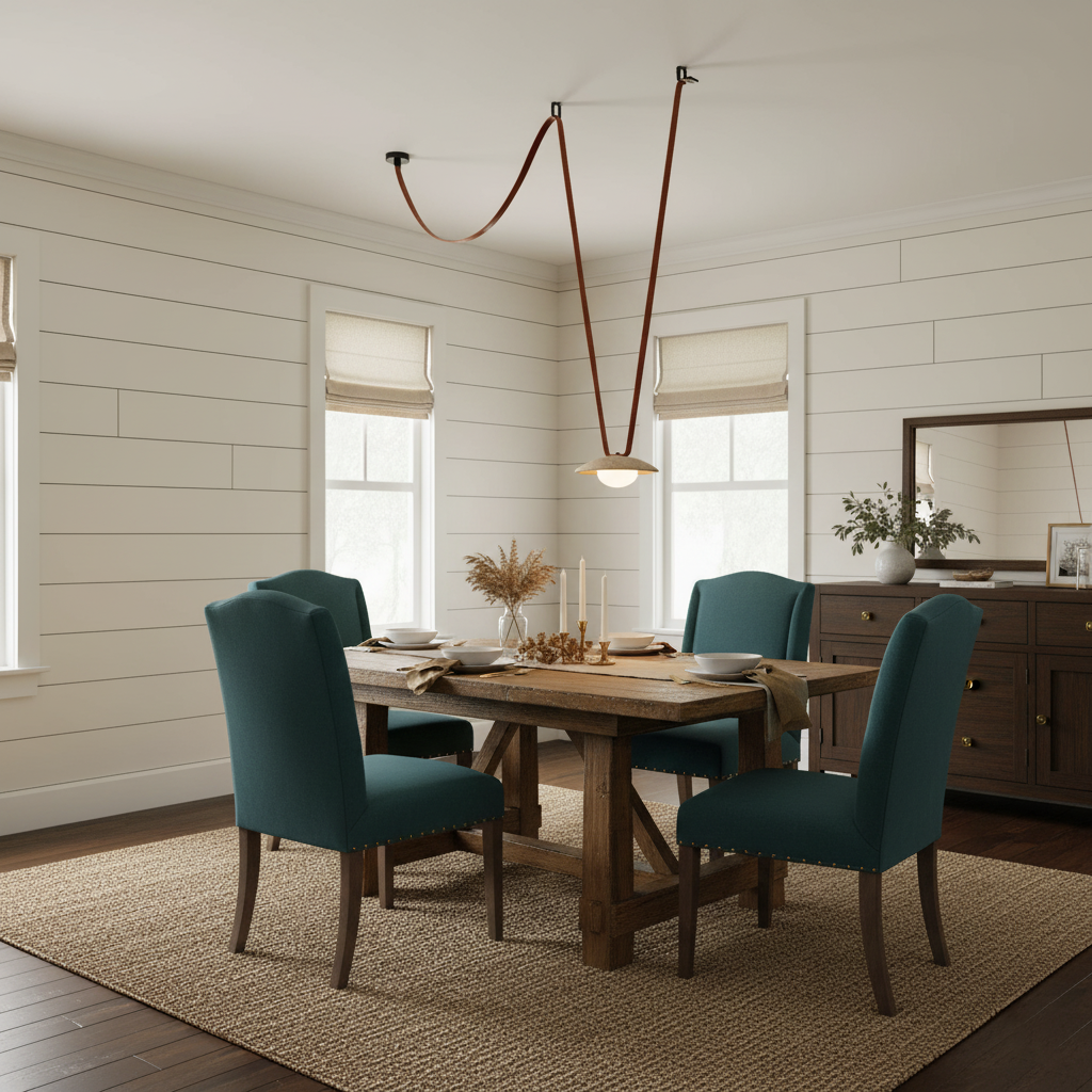 Lampe suspendue Light Rail en cuir