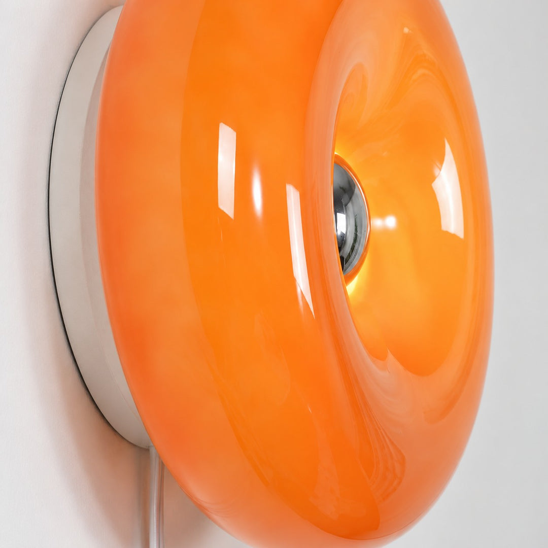 Amber Glass Ring LED Plug-In Wall Lamp