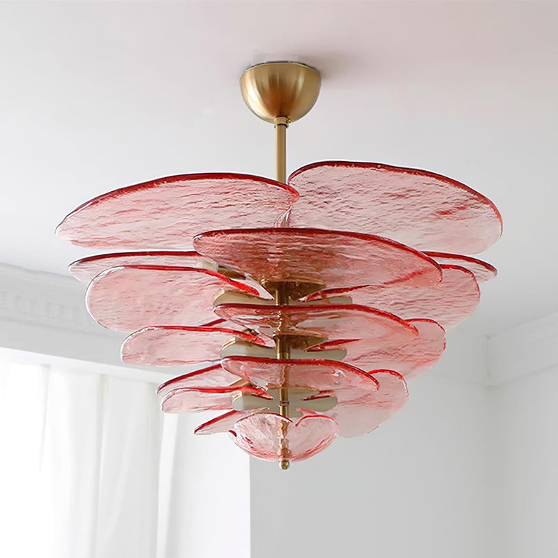 Lotus Leaf Layered Glass Chandelier