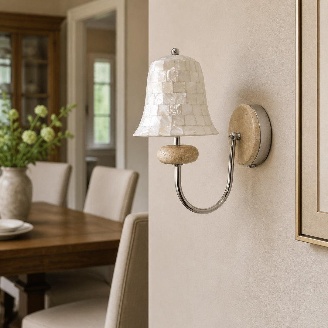 Mother-of-Pearl and Stone Wall Sconce