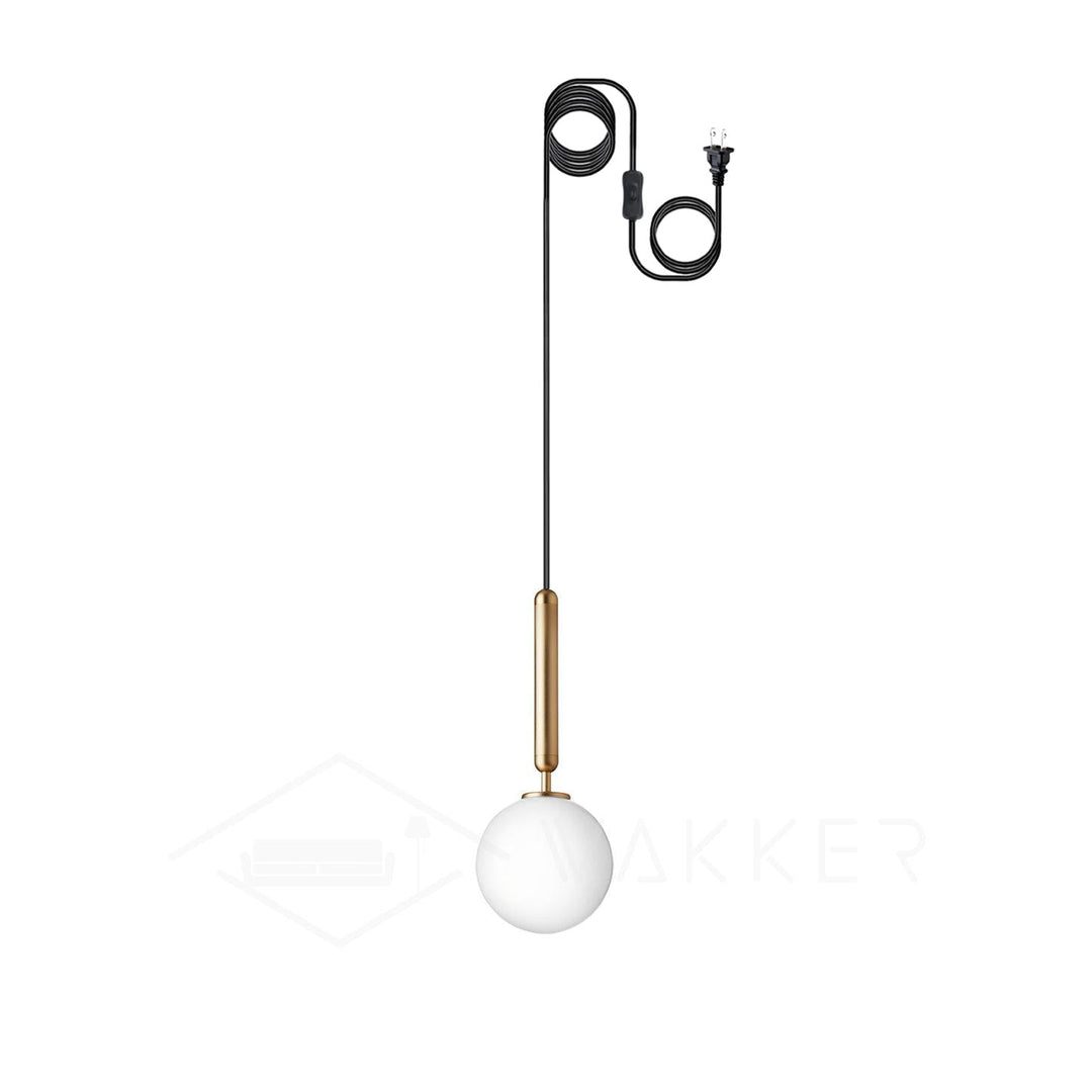 Rounded Brass Glass Plug-In Pendant Light