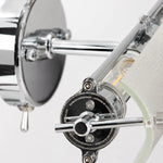 Charger l'image dans la visionneuse de galerie, Adjustable joint and chrome hardware detail on the wall light