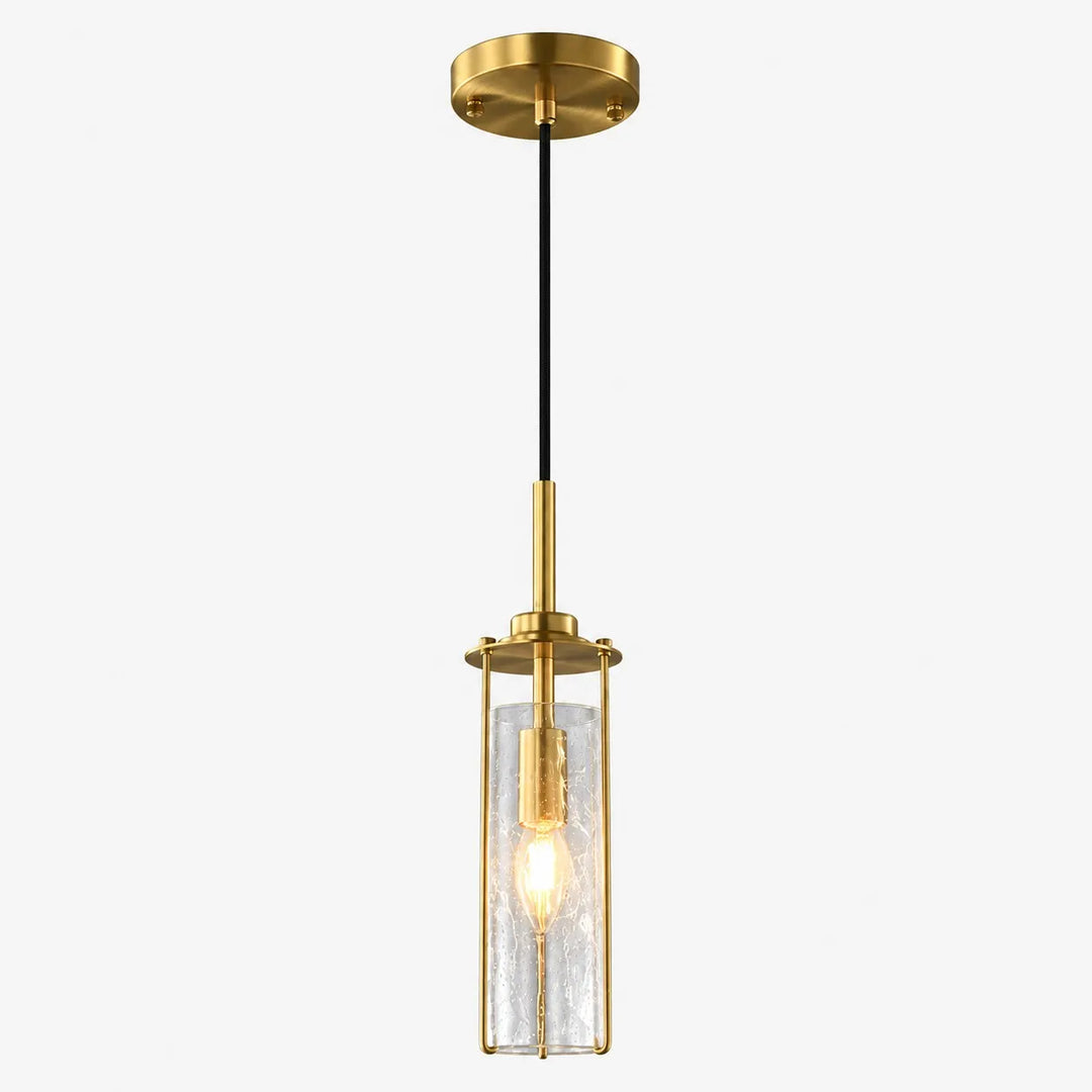 Brass Rippled Frosted Glass Pendant Light