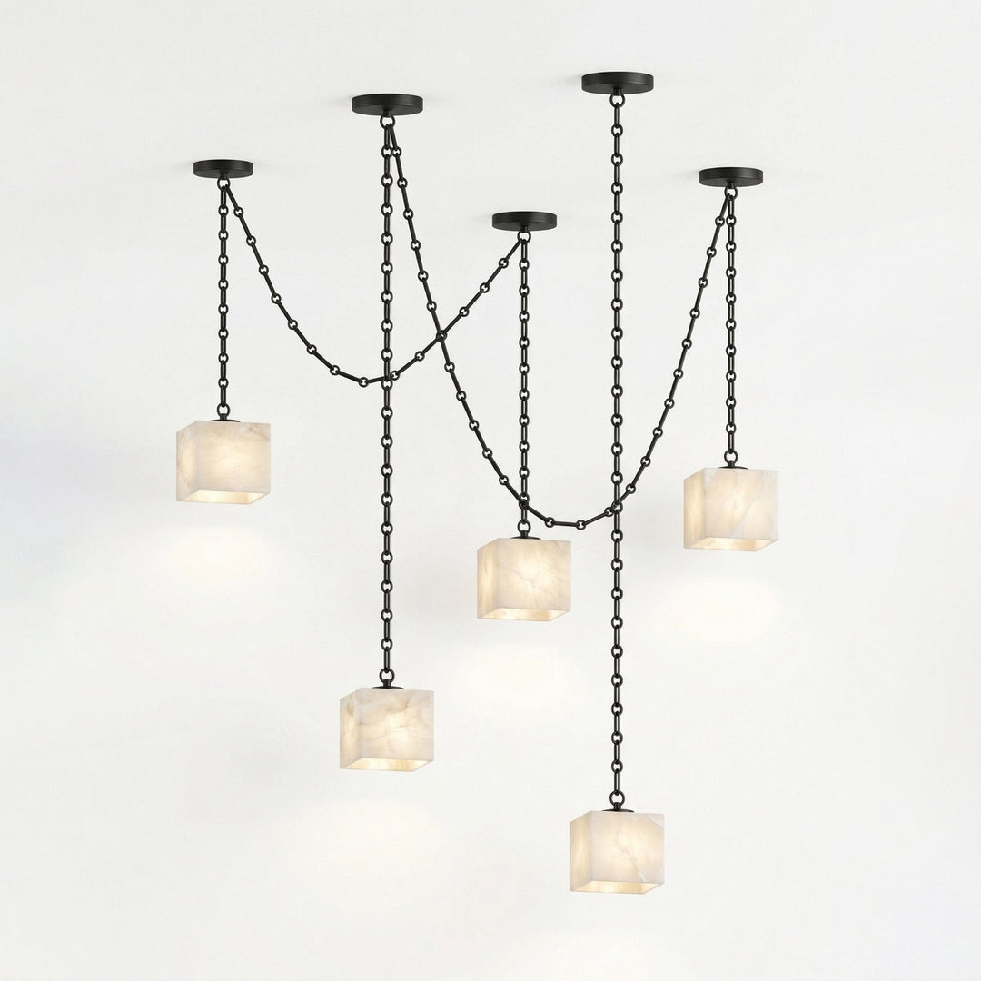 Frosted Alabaster Multi-Light Hardwired Chandelier