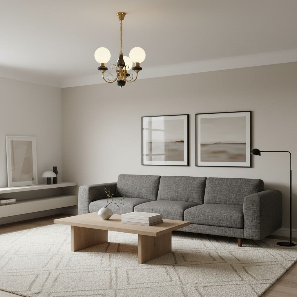 Lustre sphérique en pierre de luxe moderne Radiara, design sculptural en couches pour salon et hall d'entrée