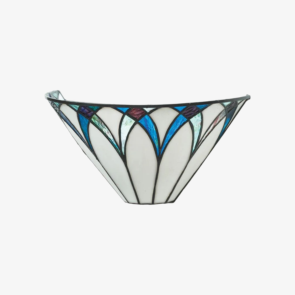 TF antik inspirierte Wandlampe aus getöntem Gras mit geometrischem Schirm – Art Deco Stil Wandleuchte für Wohnzimmer und Flure