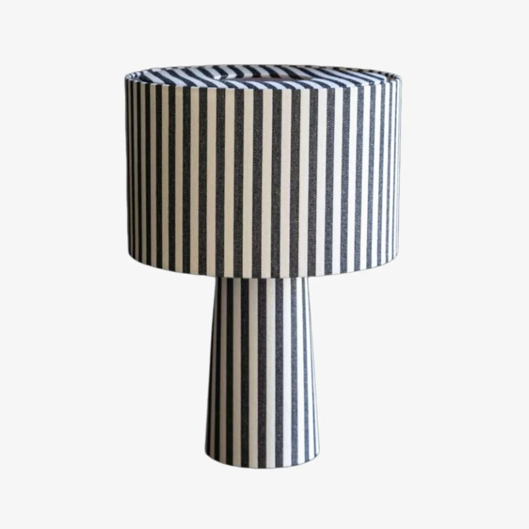 Lampe de table Blendra à motif graphique en forme cylindrique – Éclairage d’intérieur contemporain en tissu