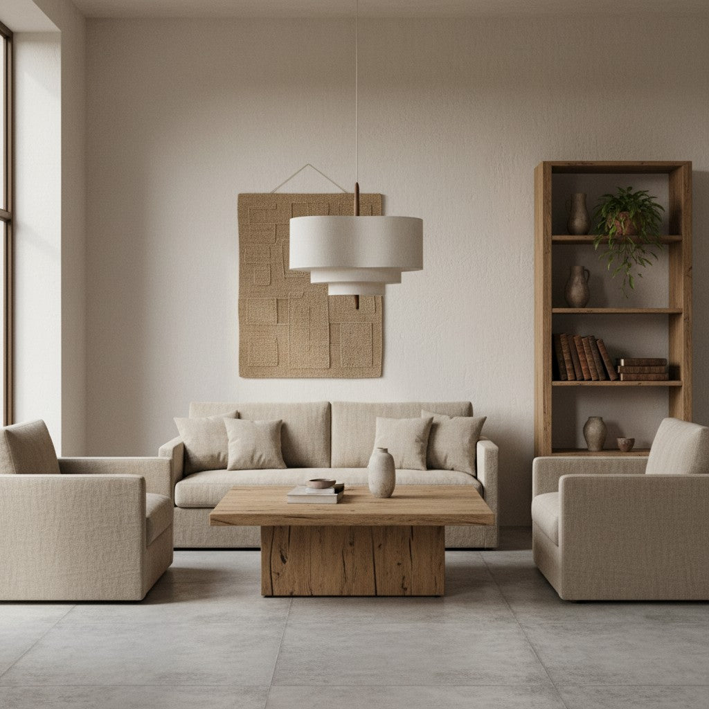 Softlume Wave Linen Shade Pendant Lamp - Modern Light for Dining Room